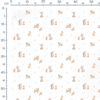 Tissu - Lapins beige et fleurs douces