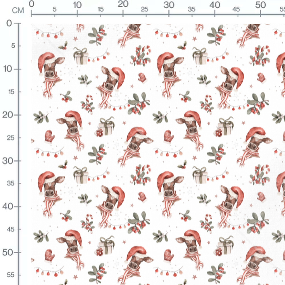 Tissu - Vaches en écharpes sur blanc