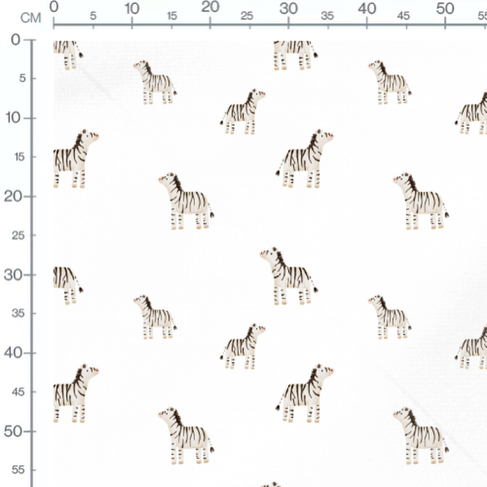 Tissu - Zèbres sur fond blanc