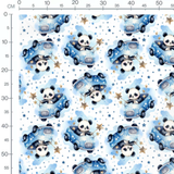 Tissu - panda voiture etoile