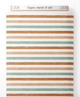 Tissu - Rayures marron et vert