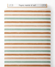 Tissu - Rayures marron et vert