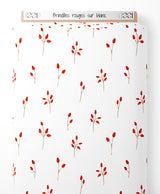 Tissu - Brindilles rouges sur blanc