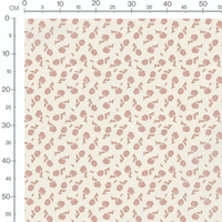 Tissu - Fleurs roses aux contours marron