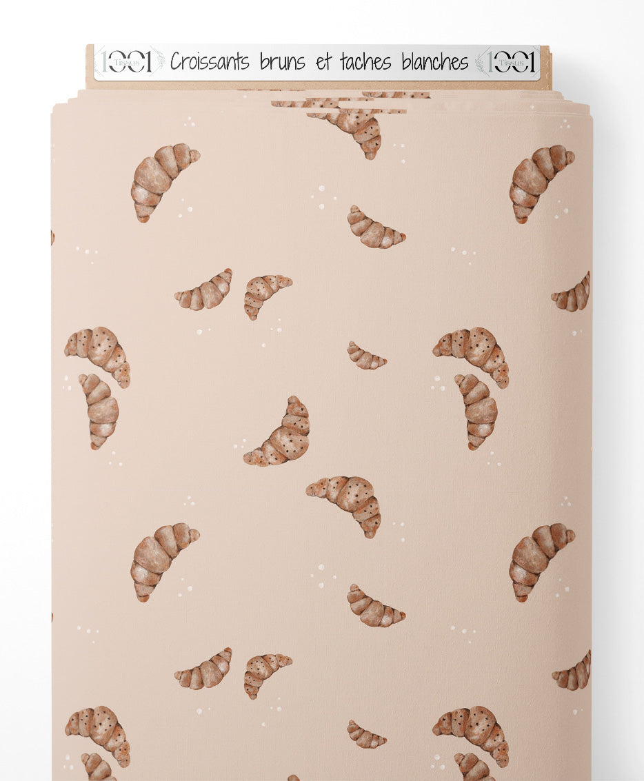 Tissu - Croissants bruns et taches blanches