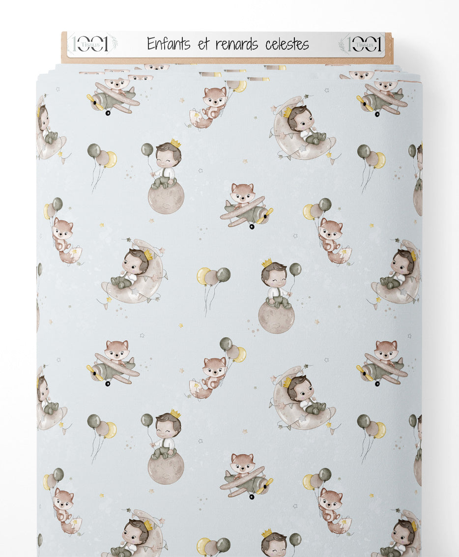 Tissu - Enfants et renards célestes