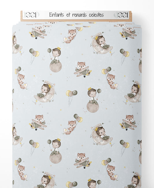 Tissu - Enfants et renards célestes
