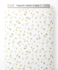 Tissu - Marguerites blanches et jaunes 2