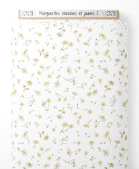Tissu - Marguerites blanches et jaunes 2