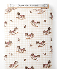 Tissu - Chevaux à bascule aquarelle