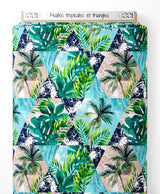Tissu - Feuilles tropicales et triangles