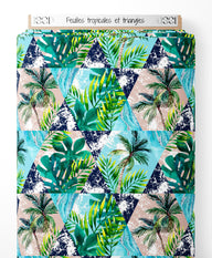 Tissu - Feuilles tropicales et triangles