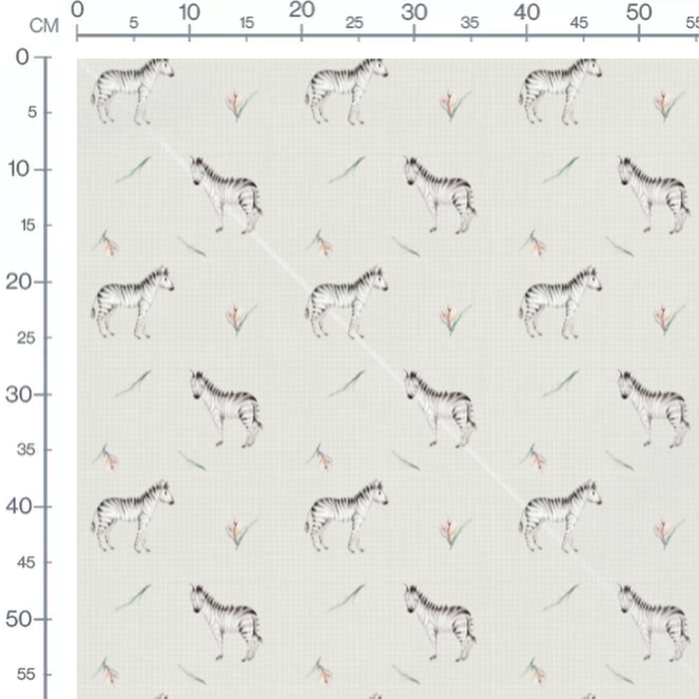 Tissu - Zèbres et fleurs délicates