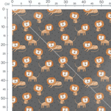 Tissu - Lions cartoon fond gris