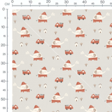 Tissu - Éléphants pompiers et camions