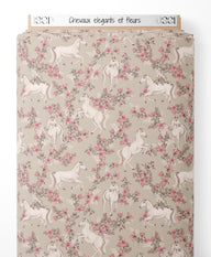 Tissu - Chevaux élégants et fleurs
