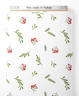 Tissu - Baies rouges et feuillages