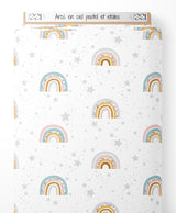 Tissu - Arcs-en-ciel pastel et étoiles