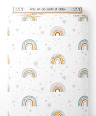 Tissu - Arcs-en-ciel pastel et étoiles