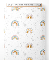 Tissu - Arcs-en-ciel pastel et étoiles