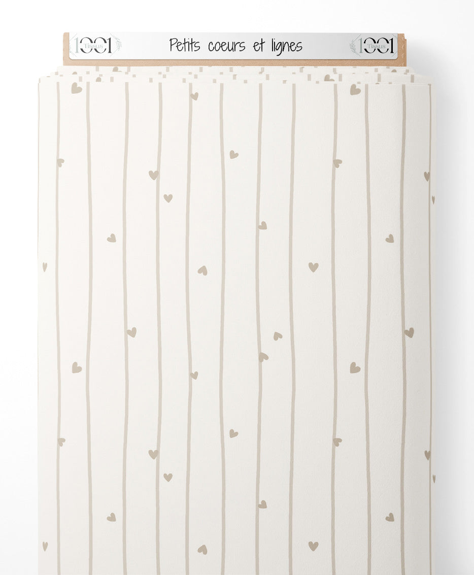 Tissu - Petits cœurs et lignes