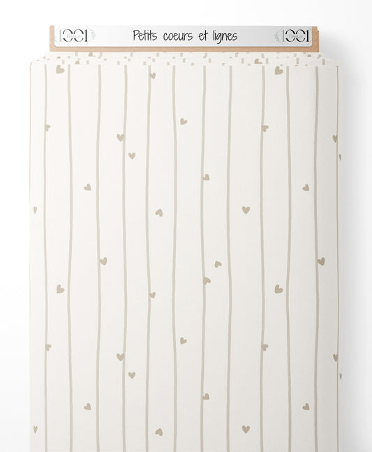 Tissu - Petits cœurs et lignes