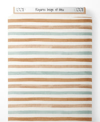 Tissu - Rayures beige et bleu