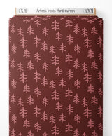 Tissu - Arbres roses sur fond marron