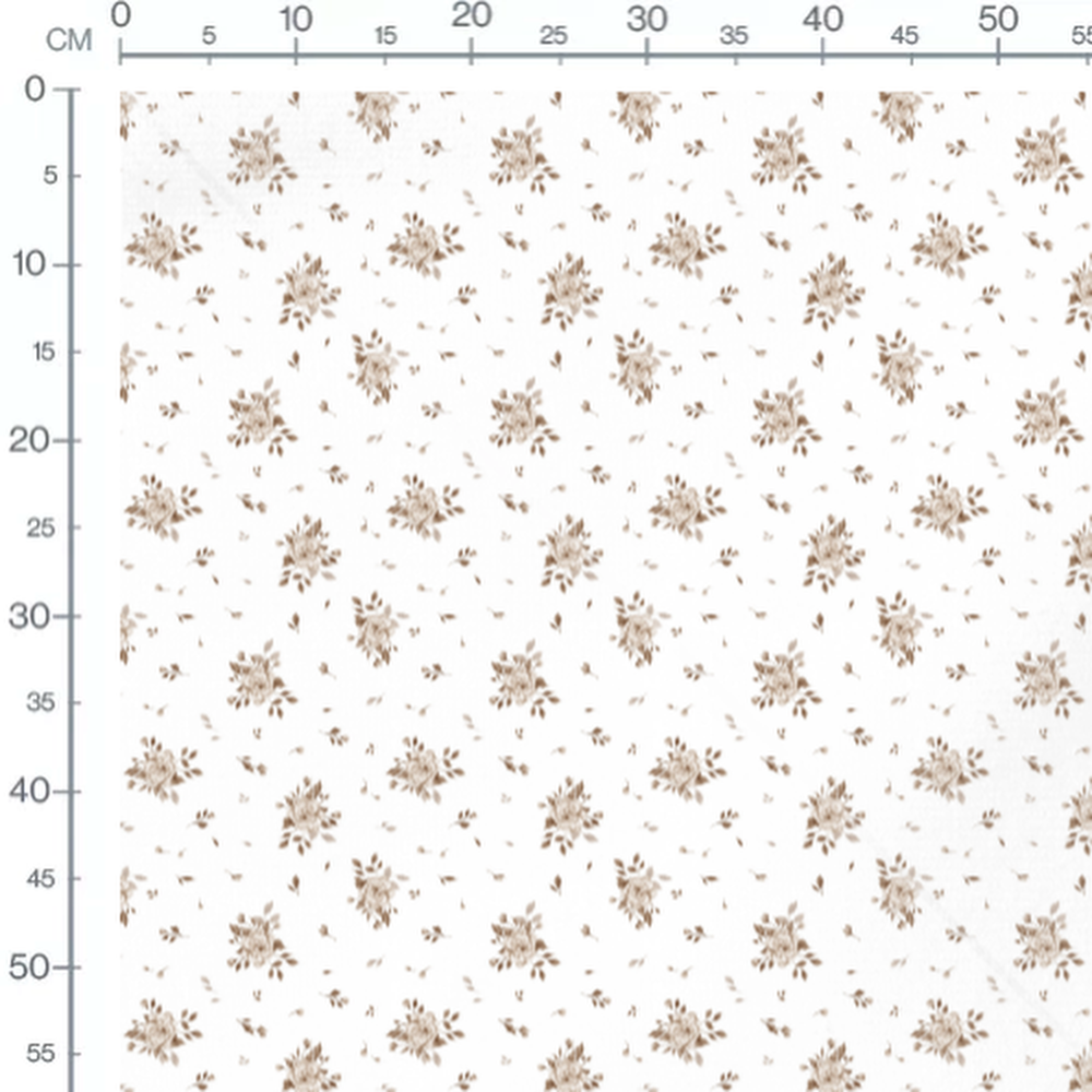 Tissu - Bouquets de roses marron