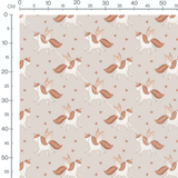 Tissu - Licornes blanches sur beige