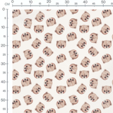 Tissu - Ours marron sur fond blanc