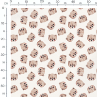 Tissu - Ours marron sur fond blanc