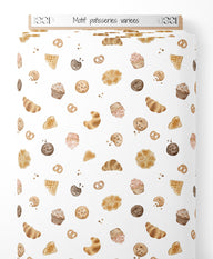 Tissu - Motif pâtisseries variées