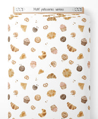 Tissu - Motif pâtisseries variées
