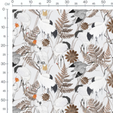Tissu - Oiseaux et feuillages bruns