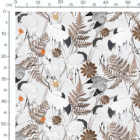 Tissu - Oiseaux et feuillages bruns