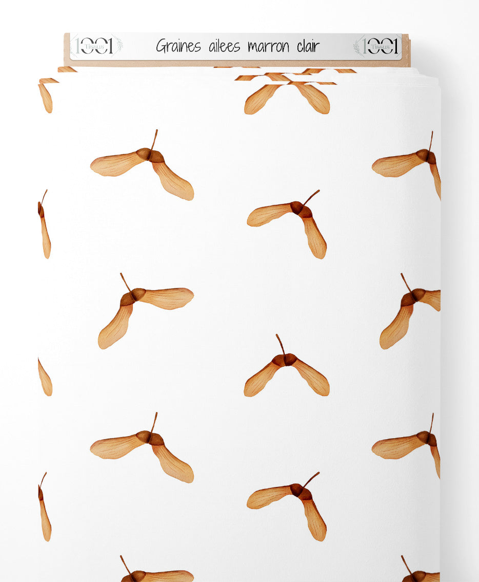Tissu - Graines ailées marron clair