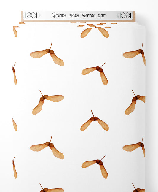 Tissu - Graines ailées marron clair