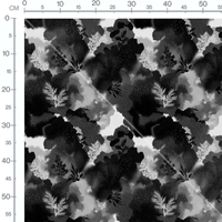 Tissu - Feuillages noirs et blancs