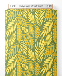 Tissu - Feuillage jaune et vert vibrant