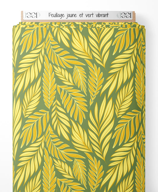 Tissu - Feuillage jaune et vert vibrant