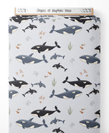 Tissu - Orques et dauphins bleus