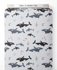 Tissu - Orques et dauphins bleus