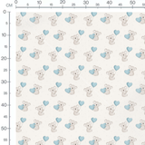 Tissu - Koalas ballons cœurs bleus