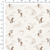 Tissu - Animaux ailés sur lunes dorées