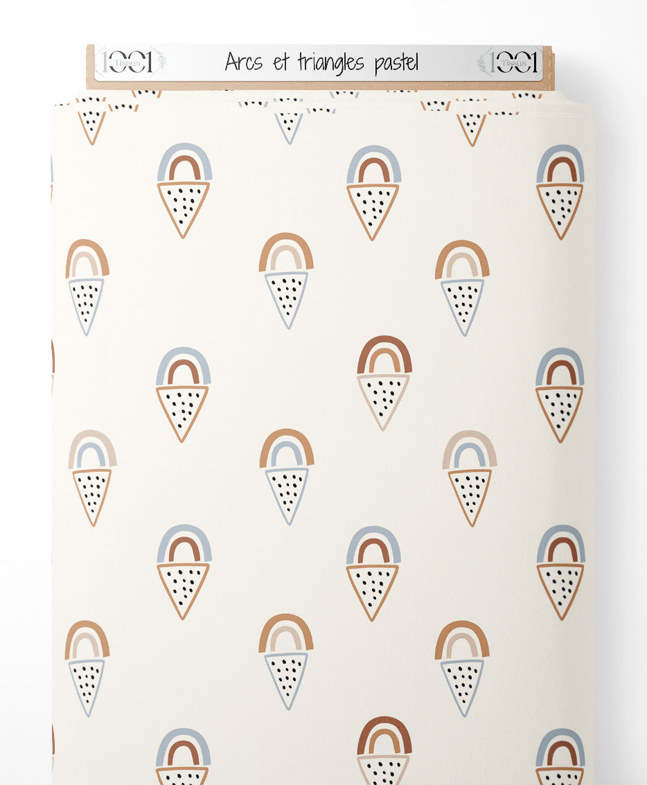 Tissu - Arcs et triangles pastel