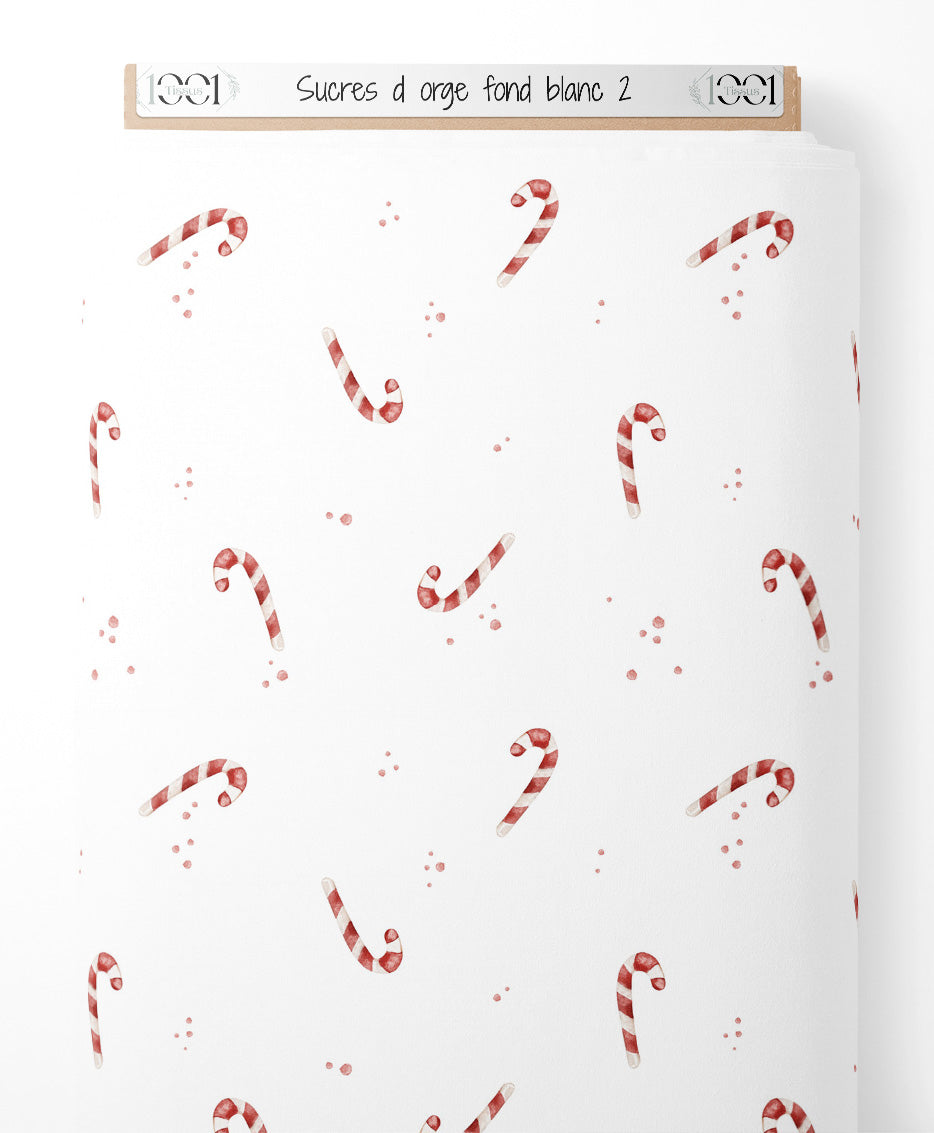 Tissu - Sucres d'orge sur fond blanc 2