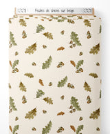 Tissu - Feuilles de chêne sur beige