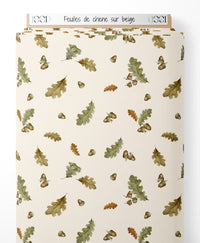 Tissu - Feuilles de chêne sur beige