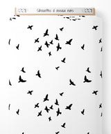 Tissu - Silhouettes d'oiseaux noirs